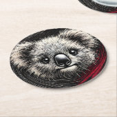 Koala Beer Illustratie op getextureerde achtergron Ronde Kartonnen Onderzetter (Gebogen)