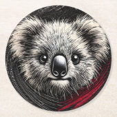 Koala Beer Illustratie op getextureerde achtergron Ronde Kartonnen Onderzetter (Voorkant)