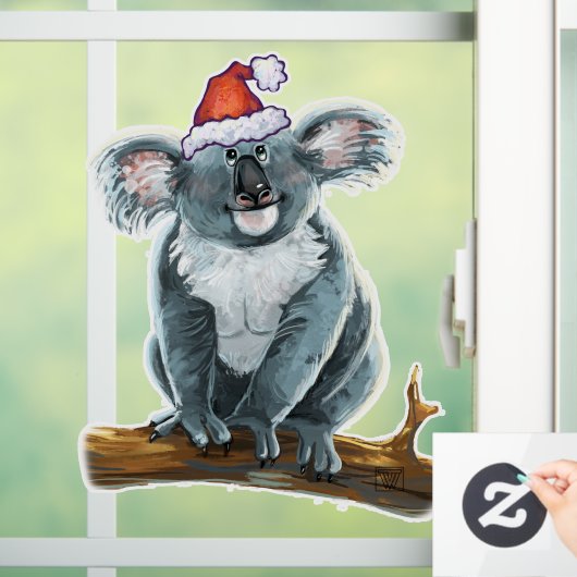 Koala-Beer in een Santa Hat Window Cling Raamsticker (Huis)