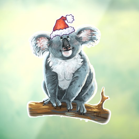 Koala-Beer in een Santa Hat Window Cling Raamsticker (Vel 3)