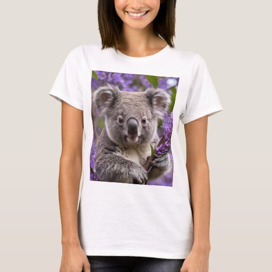 Koala Beer In Jacaranda Boom T-shirt (Voorkant)