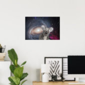 Koala-Beer in Space Fun Surreal-Poster Poster (Thuiskantoor)
