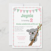 Koala Beer Invitation Cute Birthday Party Kaart (Voorkant)