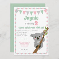 Koala Beer Invitation Cute Birthday Party