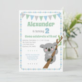 Koala Beer Invitation Cute Boy Birthday Party Kaart (Staand voorkant)