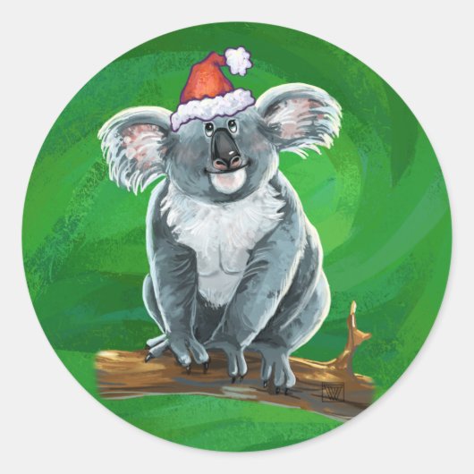 Koala Beer Kerstmis Ronde Sticker (Voorkant)