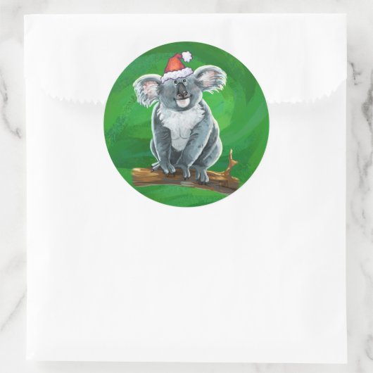 Koala Beer Kerstmis Ronde Sticker (Tas)
