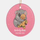 Koala Beer Kerstmis winterfeestdag Keramisch Ornament (Links)