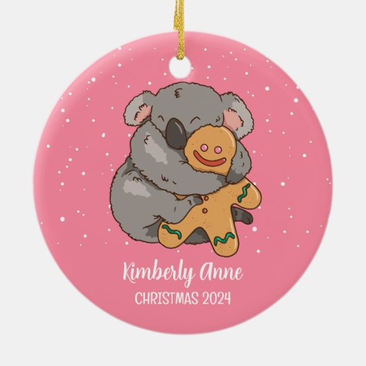 Koala Beer Kerstmis winterfeestdag Keramisch Ornament (Achterkant)