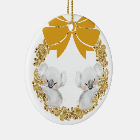 Koala Beer kerstversiering en Faux Gold Wreath Keramisch Ornament (Rechts)