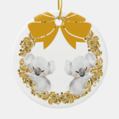 Koala Beer kerstversiering en Faux Gold Wreath Keramisch Ornament (Voorkant)
