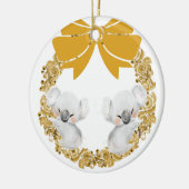Koala Beer kerstversiering en Faux Gold Wreath Keramisch Ornament (Links)