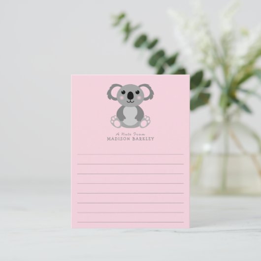 Koala Beer Kind Cute Flat Briefpapier Kaarten (Staand voorkant)