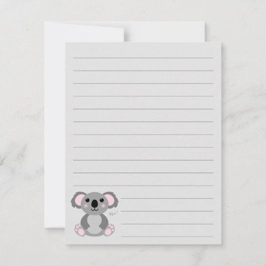 Koala Beer Kind Cute Flat Briefpapier Kaarten (Achterkant)