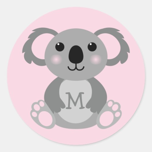 Koala Beer Kind Schattigee naam Envelop Seal Stick Ronde Sticker (Voorkant)