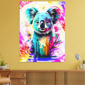 Koala Beer - Kleurrijke Koala Beer schilderij Canvas Afdruk (Insitu (Woonkamer))