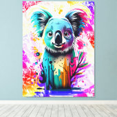 Koala Beer - Kleurrijke Koala Beer schilderij Canvas Afdruk (Insitu (Houten vloer))