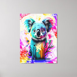 Koala Beer - Kleurrijke Koala Beer schilderij Canvas Afdruk