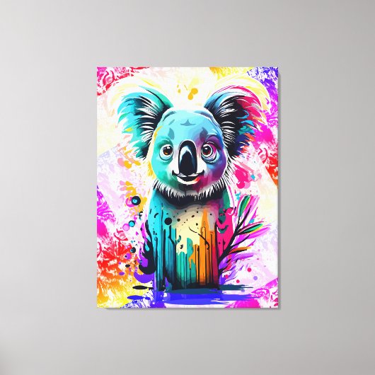 Koala Beer - Kleurrijke Koala Beer schilderij Canvas Afdruk (Voorkant)