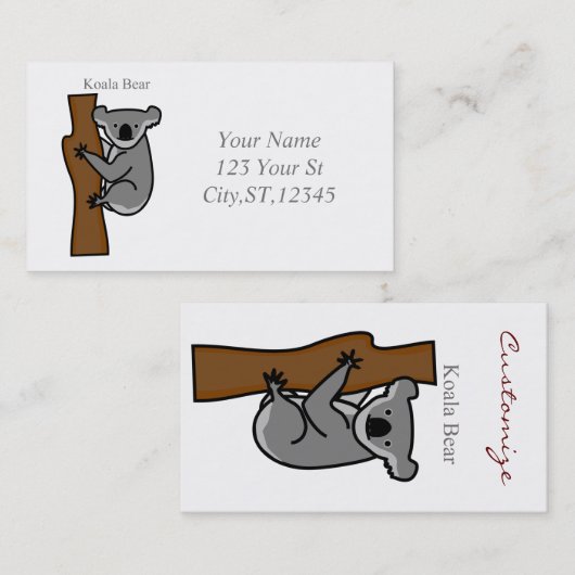 Koala Beer Klimaatboom Thunder_Cove Visitekaartje (Voorkant / Achterkant)
