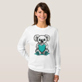 Koala Beer Knuffelen Blauwgroen Hart T-shirt (Voorkant volledig)