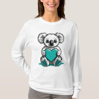 Koala Beer Knuffelen Blauwgroen Hart T-shirt