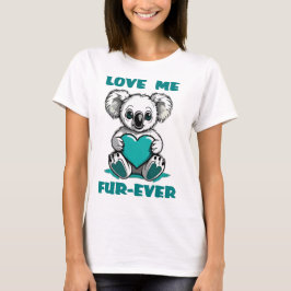 Koala Beer knuffelen Blauwgroen hart Valentijnsdag T-shirt