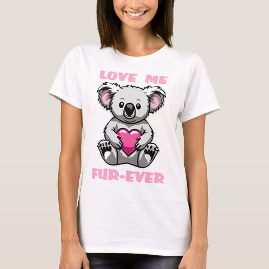 Koala Beer knuffelen roze hart Valentijnsdag cadea T-shirt (Voorkant)
