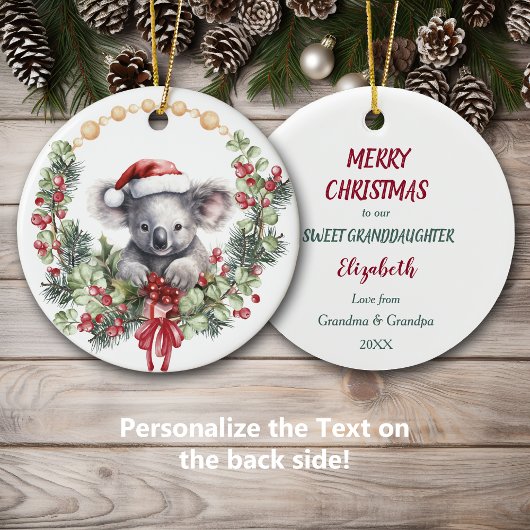 Koala Beer krans kleindochter kerst Keramisch Ornament