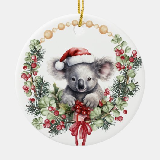 Koala Beer krans kleindochter kerst Keramisch Ornament (Voorkant)