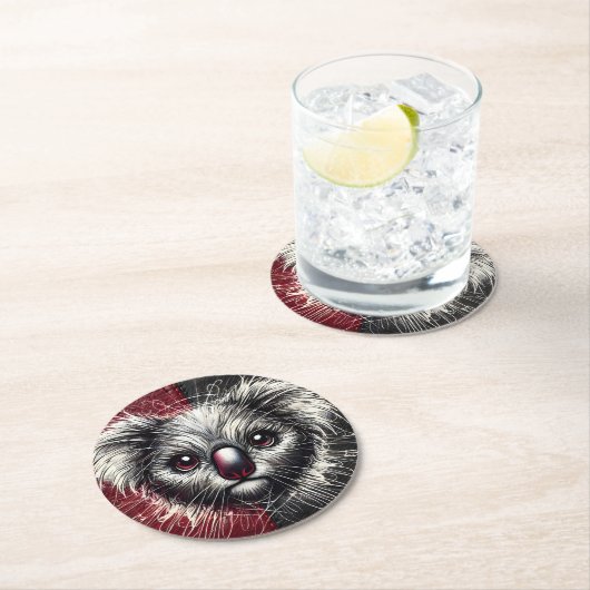 Koala Beer kunst op getextureerde achtergrond Ronde Kartonnen Onderzetter (Insitu)