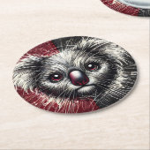 Koala Beer kunst op getextureerde achtergrond Ronde Kartonnen Onderzetter (Gebogen)