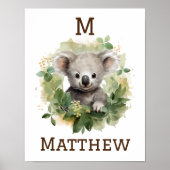Koala Beer Kwekerij Kunst met Naam Poster (Voorkant)