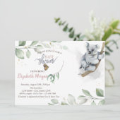 Koala Beer Leaves Baby shower Invitation Kaart (Staand voorkant)