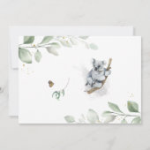 Koala Beer Leaves Baby shower Invitation Kaart (Achterkant)