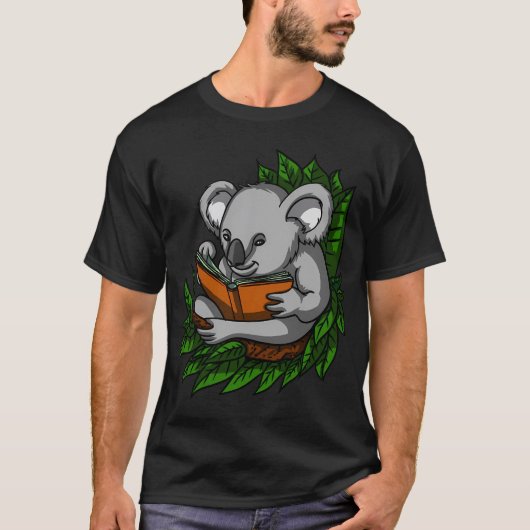 Koala Beer Leest Boeken T-shirt (Voorkant)