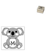 Koala Beer Leuk Kind Monogram Initiaal Rubberstempel (Gestempeld)