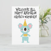 KOALA BEER LEUKE KIDS VERJAARDAG UITNODIGINGEN (Staand voorkant)