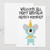 KOALA BEER LEUKE KIDS VERJAARDAG UITNODIGINGEN (Voorkant / Achterkant)