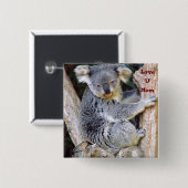 Koala Beer Love_ Vierkante Button 5,1 Cm (Voorkant /achterkant)