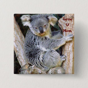 Koala Beer Love_ Vierkante Button 5,1 Cm