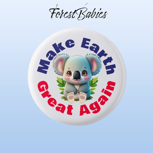 Koala Beer, maak de aarde weer geweldig, milieu Ronde Button 3,2 Cm