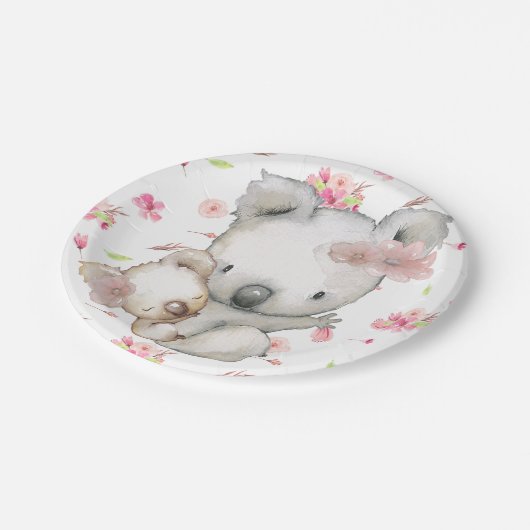 Koala Beer Mam en Baby Papieren Bordje (Gekanteld)