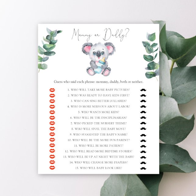 Koala Beer Mama of papa baby shower spel (Creator heeft geüpload)