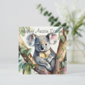 Koala beer met een gouden paasei kaart (Staand voorkant)