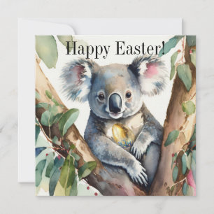 Koala beer met een gouden paasei kaart