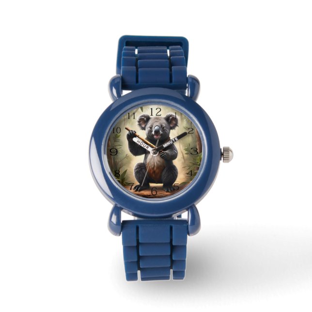Koala Beer met een houten fluit, Horloge (Voorkant)