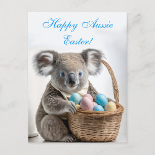 Koala beer met een mand met paaseieren feestdagenkaart