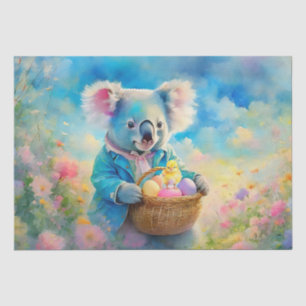 Koala beer met een mand vol paaseieren tissuepapier