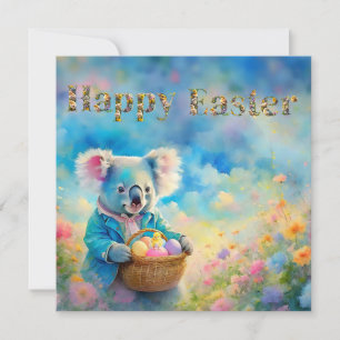 Koala-beer met een mandje paaseieren feestdagenkaart